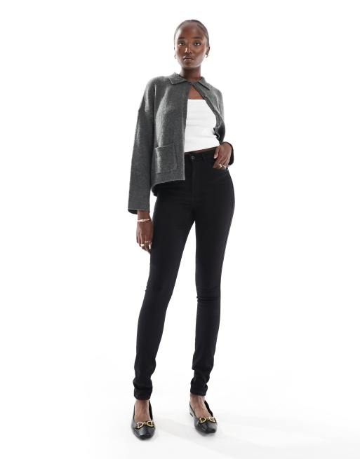 Only Tall – Royal – Svarta skinny jeans med hög midja