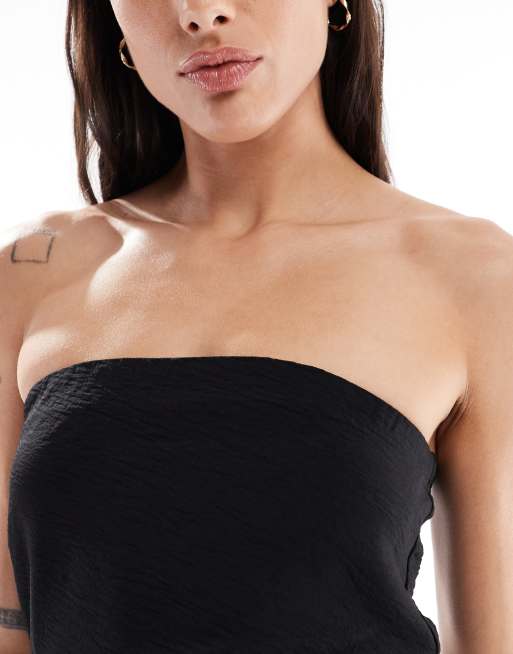 ONLY Tall ruched detail bandeau mini dress in black, 3 of 4