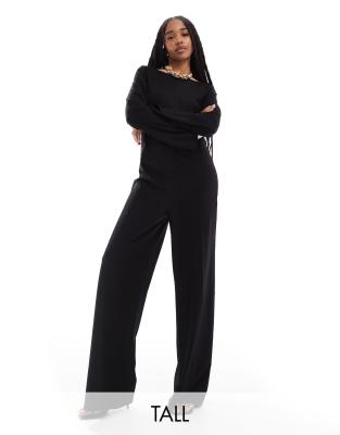 scoop back loose fit jumpsuit in black