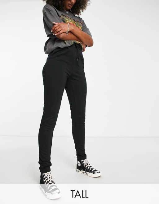 Only Tall - Smalle broek met gestrikte taille in zwart