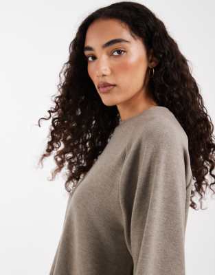 Only Tall Soft Texture Boxy T-shirt In Brown