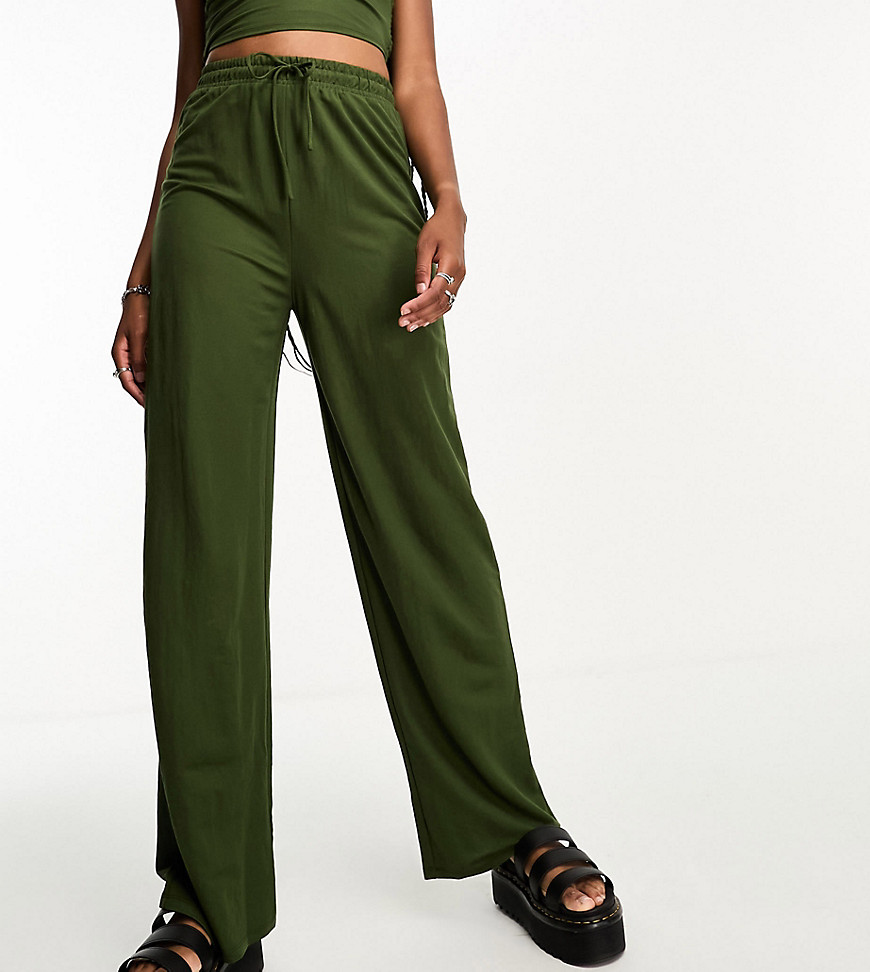 Only Tall straight leg trouser co-ord in khaki-Green