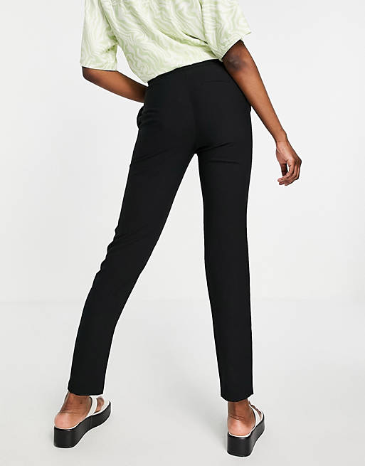  Only Tall straight leg trouser with tie waist in black 