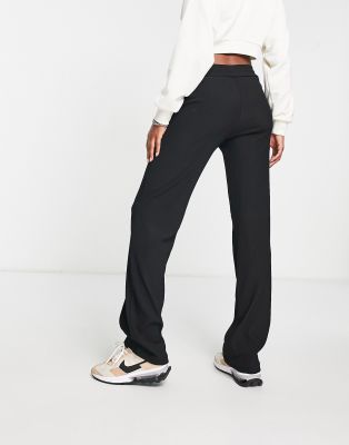 Only Tall stretch waist straight leg pants in black