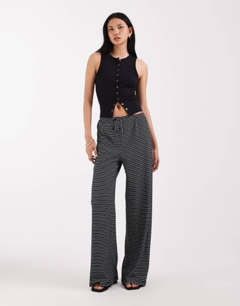ONLY Tall stripe trousers in black - view 1