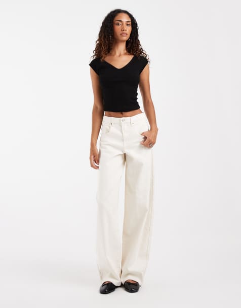ONLY Tall Tamy barrel jeans in ecru - view 1
