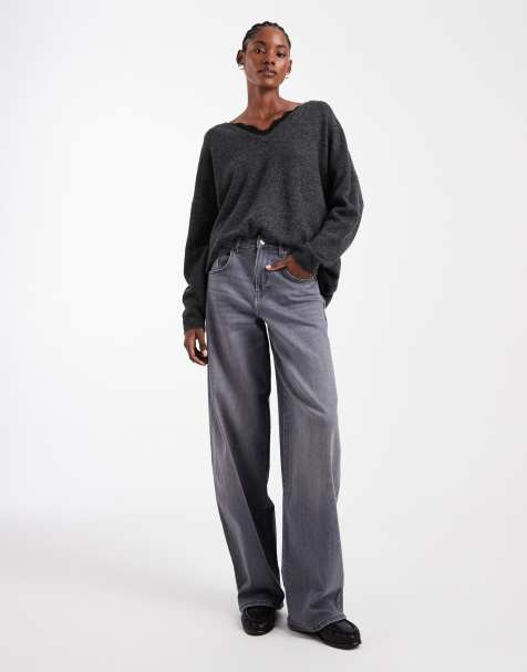 ONLY Tall Tamy barrel jeans in grey denim