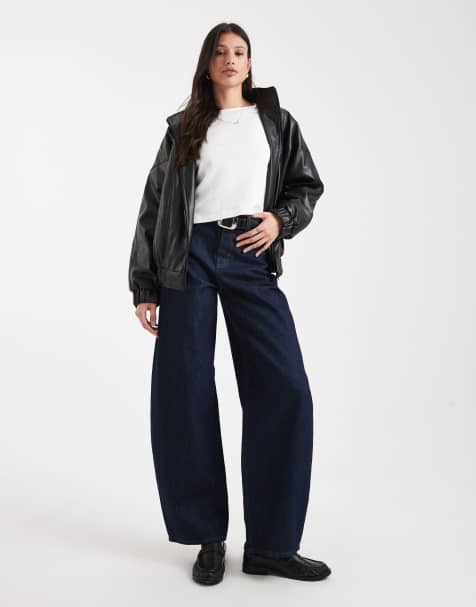 ONLY Tall Taylor high waist barrel jeans in dark blue