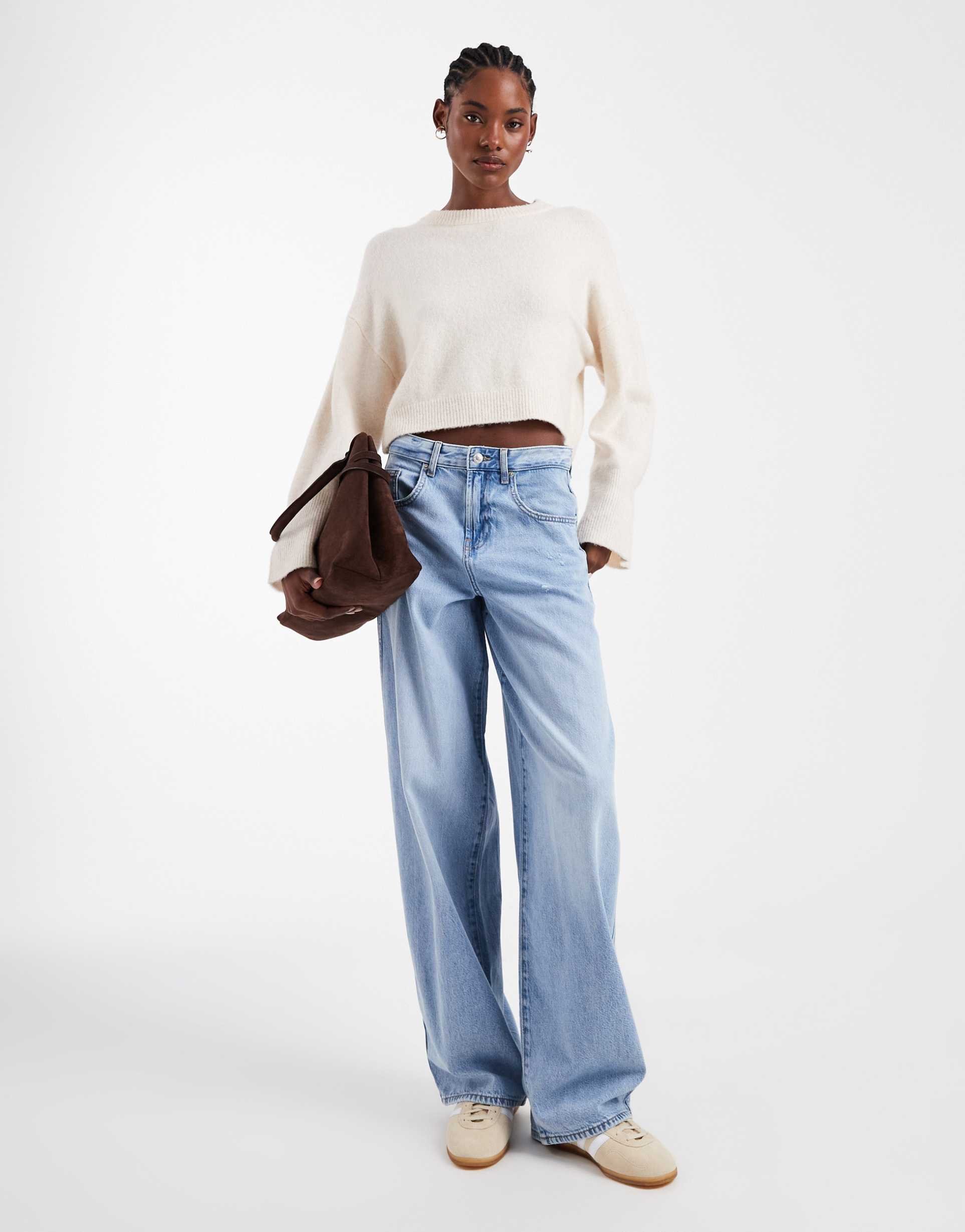 only tall taylor high waist barrel jeans denim in light blue