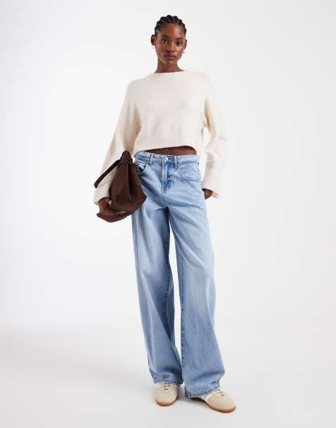 ONLY Tall Taylor high waist barrel jeans in light blue denim