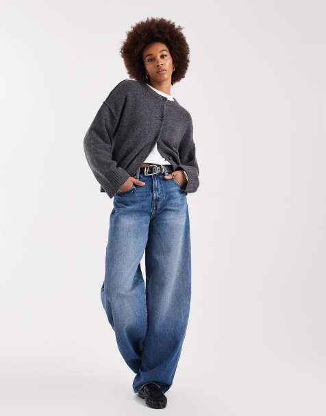 ONLY Tall - Taylor - Jeans met hoge taille en ballonpijpen in middenblauw - view 1