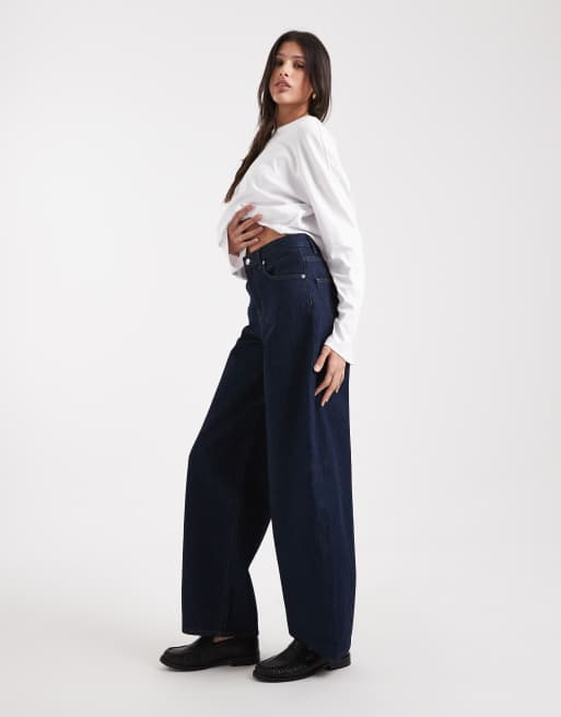 ONLY Tall - Taylor - Mørkeblå højtaljede jeans med tøndeformede ben, 3 af 5