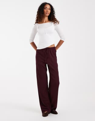 Only Tall Textured Wide Leg Pants In Purple