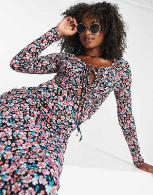 bodycon floral maxi dress