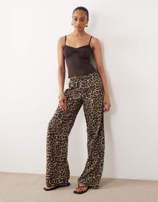 Only Tall Tie Detail Pull On Pants In Brown