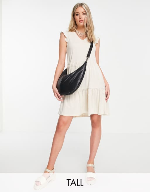 Only Tall tiered skater mini dress in gray