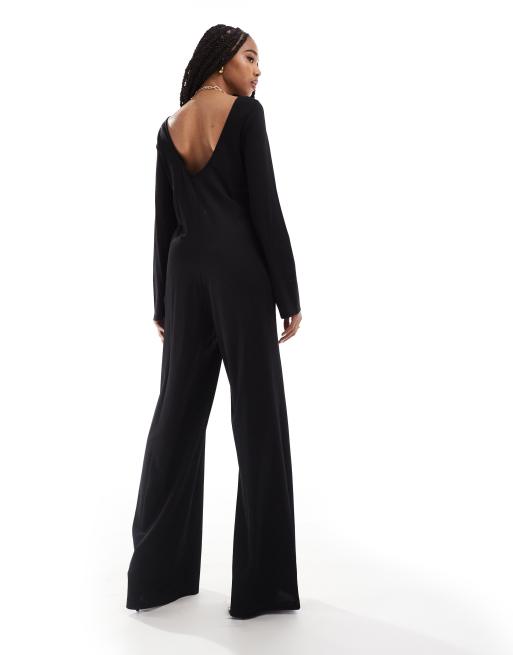 ONLY Tall - Tuta jumpsuit ampia nera con scollo rotondo sul retro, 2 di 4