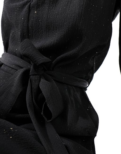 Vero Moda V-neck short sleeve jumpsuit in black