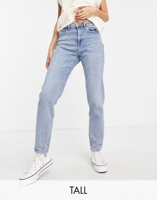Only Tall Veneda mom jeans in light blue wash