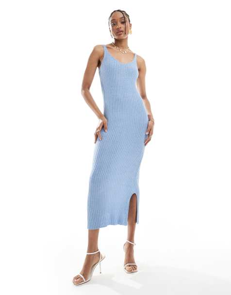 ONLY Tall - Vestito azzurro in maglia con gonna al polpaccio - view 1