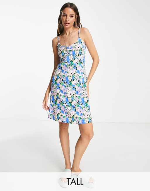 Only Tall - Vestito corto viola a fiori con bustino