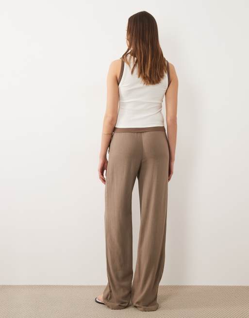 ONLY Tall – Weit geschnittene Schlupfhose aus Leinenmix in Braun, 4 von 5