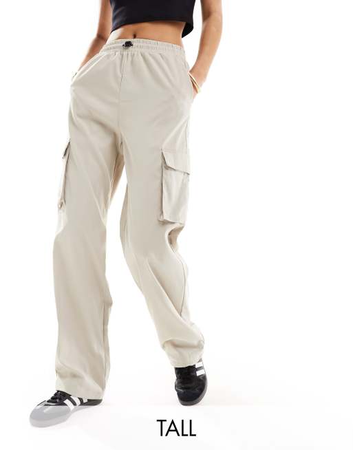 ONLY Tall wide leg cargo pants in beige