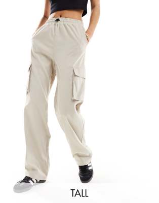 ONLY Tall wide leg cargo trousers in beige