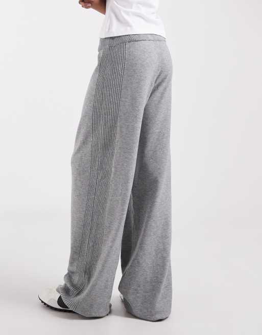 ONLY Tall wide leg knitted pants in mid grey, 3 of 5