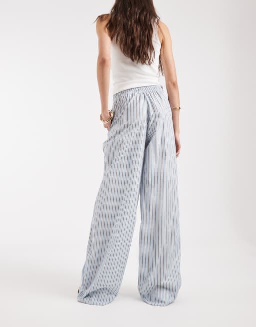 ONLY Tall wide leg pants in blue stripes, 5 of 5