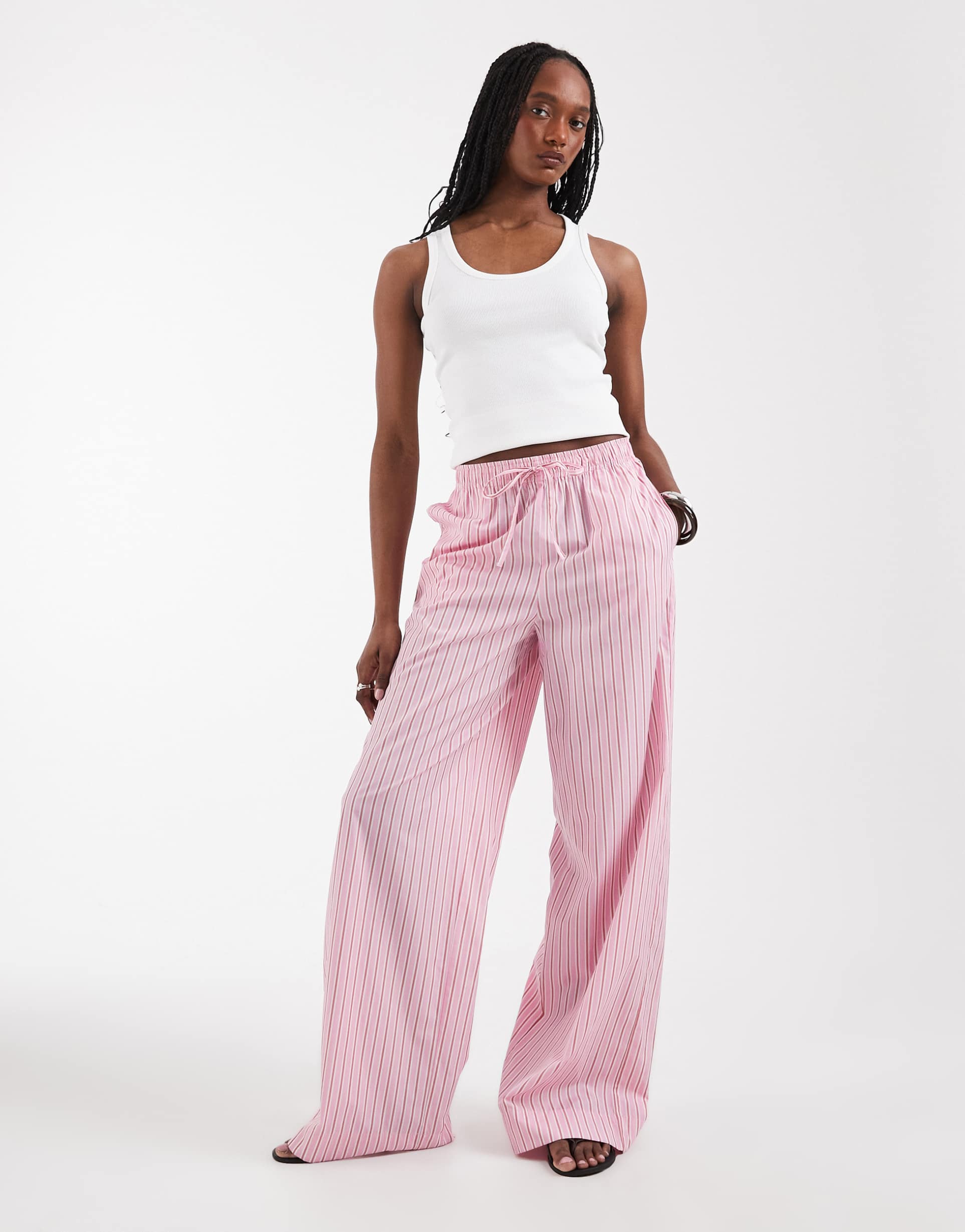 only tall wide leg pants in pink stripes