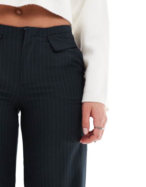 ONLY Tall wide leg pants with pocket detail in navy pinstripe, 5 of 5