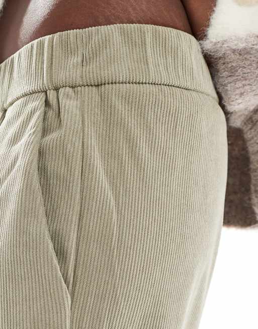 ONLY Tall wide leg pull on cord trouser in sage , 5 of 5