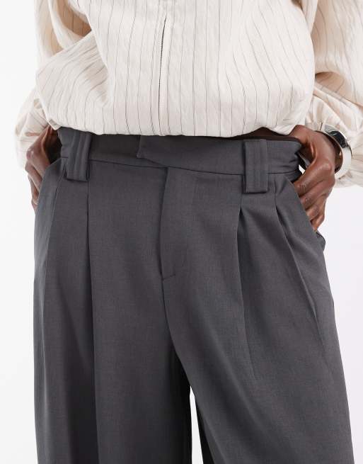 ONLY Tall wide leg tailored pants in dark grey, 3 of 5