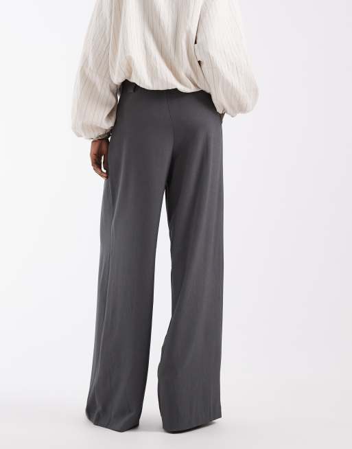 ONLY Tall wide leg tailored pants in dark grey, 4 of 5