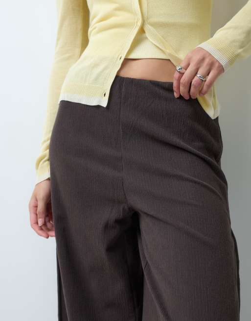ONLY Tall wide leg trousers in chocolate brown, 3 of 5