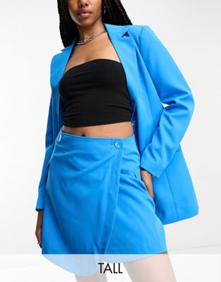 Only Tall wrap mini skirt co-ord in bright blue