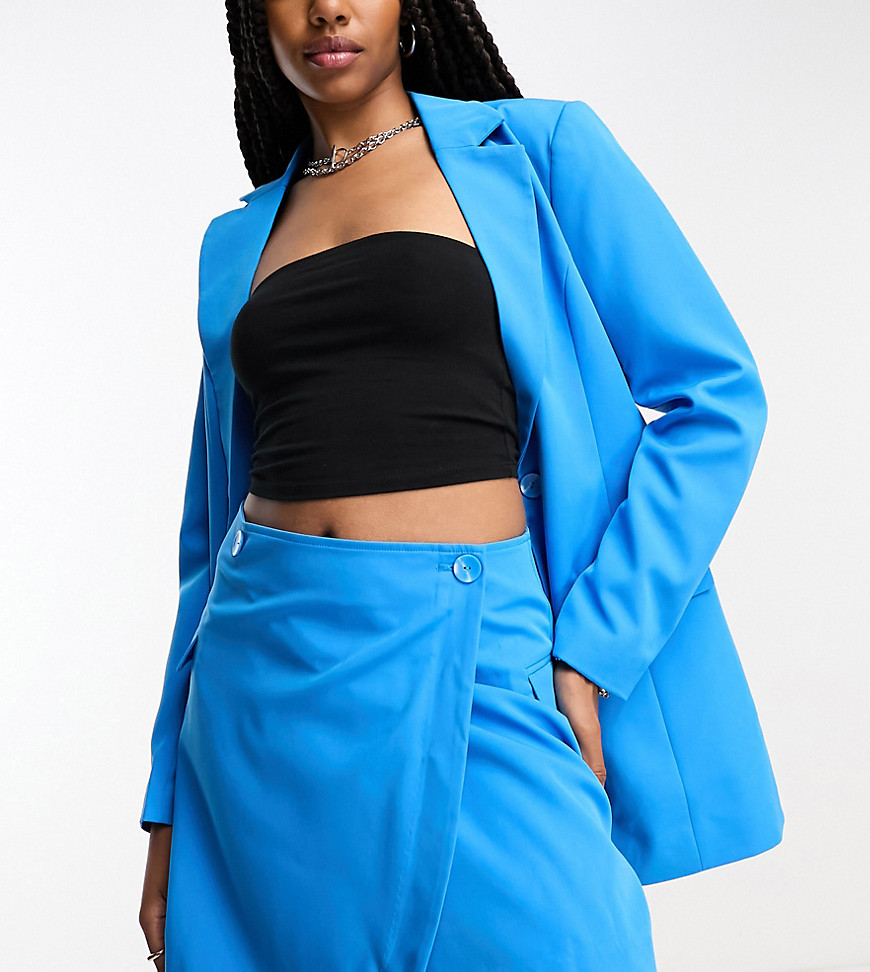 wrap mini skirt in bright blue - part of a set