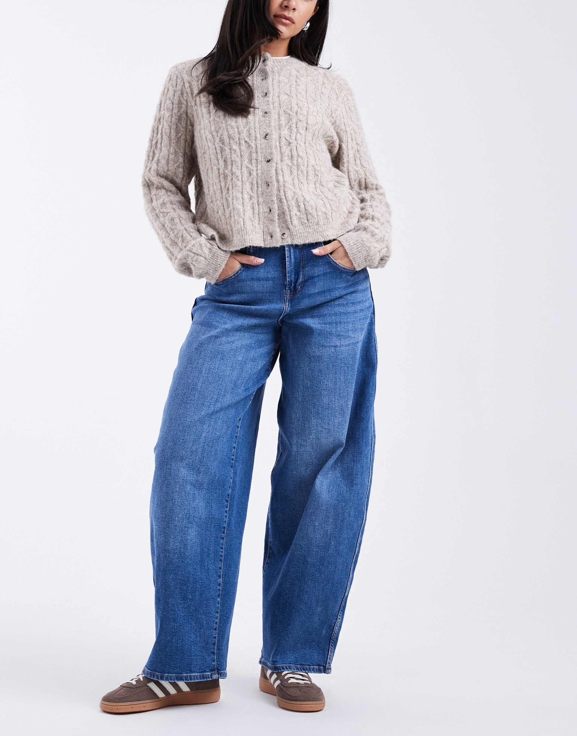 only tamy barrel jeans in mid blue denim