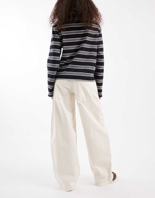 ONLY - Tamy - Ecrufarvede jeans med tøndeformede ben, 3 af 5