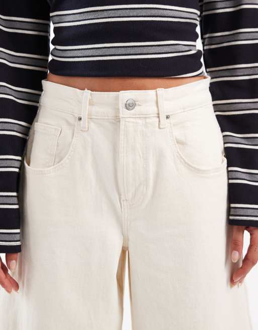 ONLY - Tamy - Ecrufarvede jeans med tøndeformede ben, 4 af 5