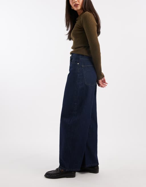 ONLY – Taylor – Barrel-Jeans in Dunkelblau mit hohem Bund, 2 von 5