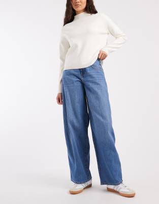 ONLY - Taylor - Barrel-Jeans in verwaschenem Mittelblau mit hohem Bund