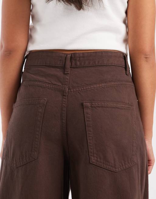 ONLY Taylor high waist barrel jeans in dark brown denim, 5 of 5