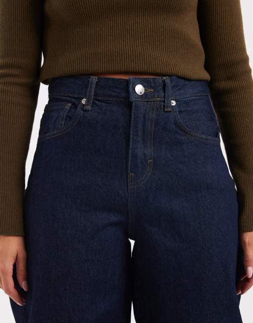 ONLY Taylor high waist barrel leg jeans in dark blue, 4 of 5