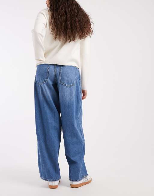 ONLY Taylor high waist barrel leg jeans in mid wash blue, 3 of 5