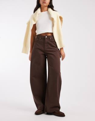 Only - Taylor - Jean bouffant à taille haute - Marron foncé-Bleu