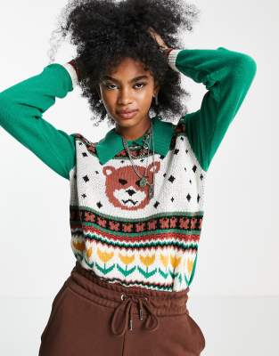 ONLY TEDDY BEAR SWEATER IN GREEN 