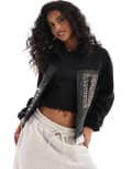 [ONLY] ONLY teddy fleece jacket with leopard print pocket in black 6 BLACK