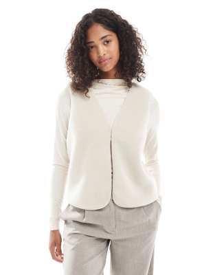 ONLY ONLY teddy gilet in beige-Neutral